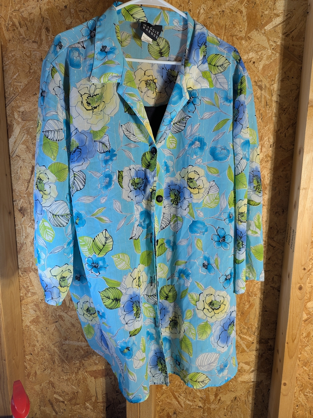 Maggie Barnes Light Blue Floral Button-Front Trench Coat